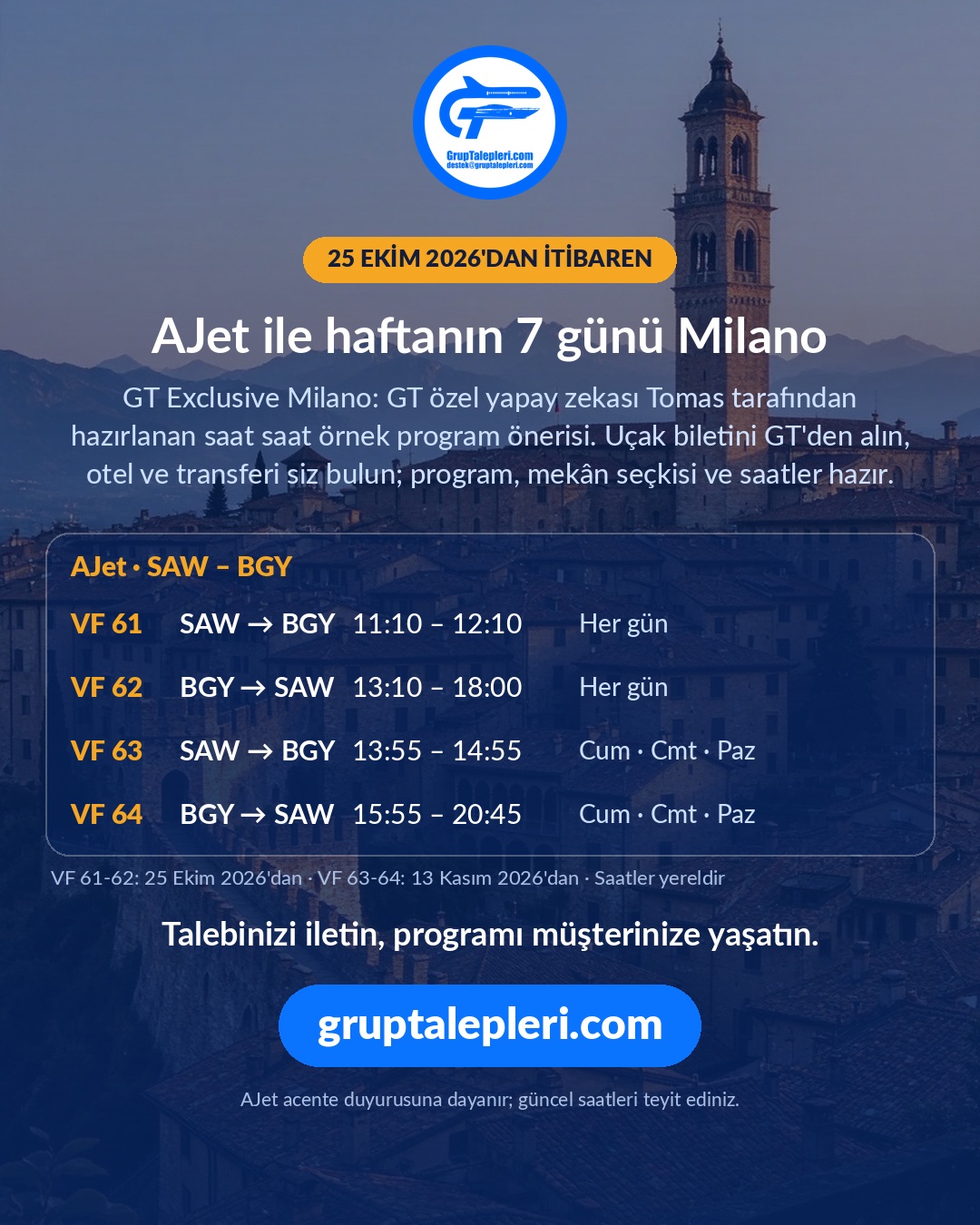 AJet ile haftanın 7 günü Milano — GT Exclusive Milano