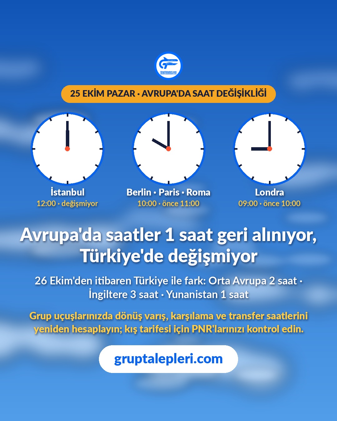 Avrupa'da saat değişikliği: Türkiye ile fark 25 Ekim'den sonra